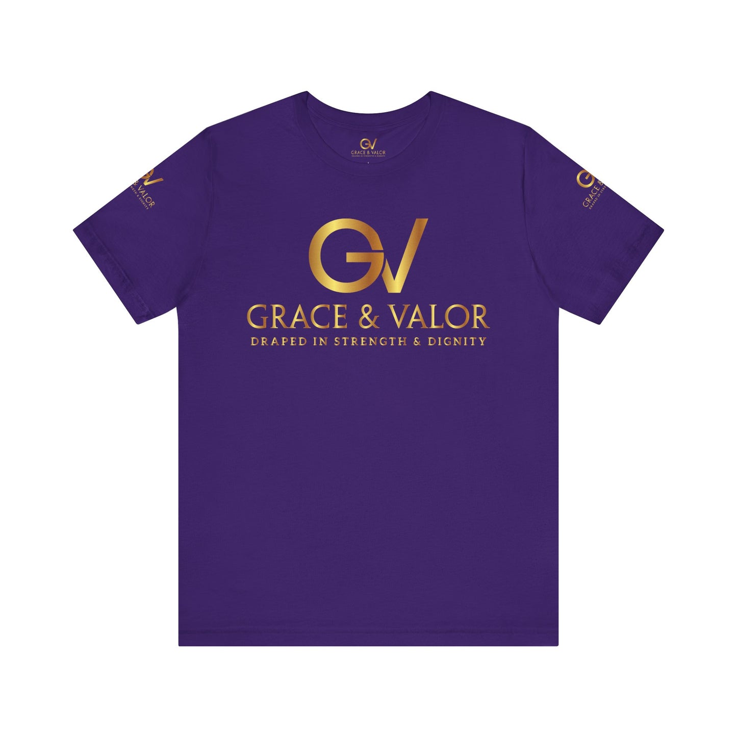 GV All Gold font God Favors - Grace & Valor Unisex Jersey Short Sleeve Tee - Strength & Dignity Apparel