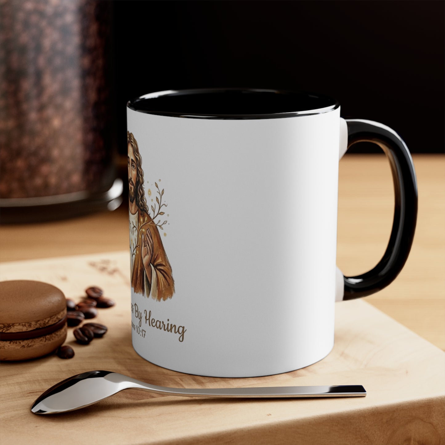 Faith-Based Christian Mug – Faith Comes By Hearing Jesus Coffee Cup | Encouraging Religious Gift for Christians | Inspirational Christian Drinkware