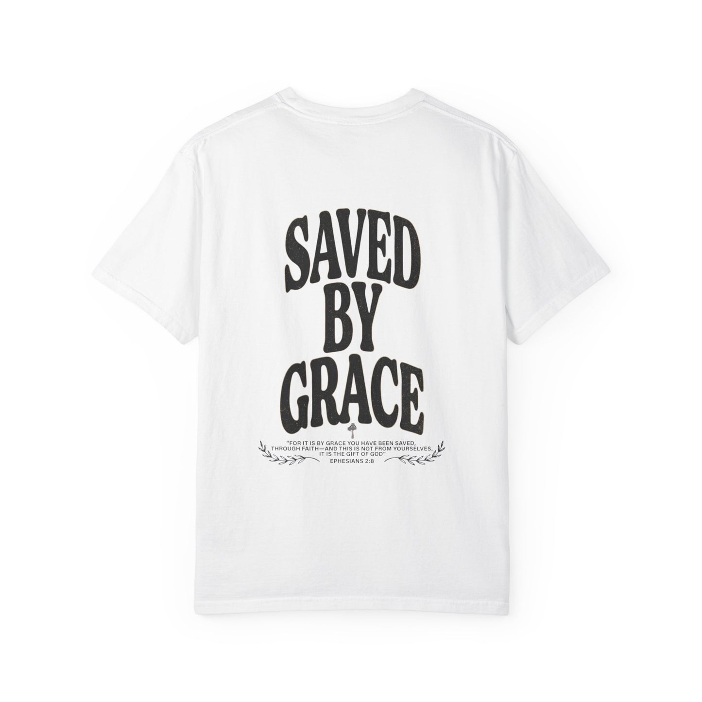 Saved by Grace Unisex Christian T-Shirt | GV Gold Monogram Collection Ephesians 2:8 Bible Verse Faith Streetwear Apparel