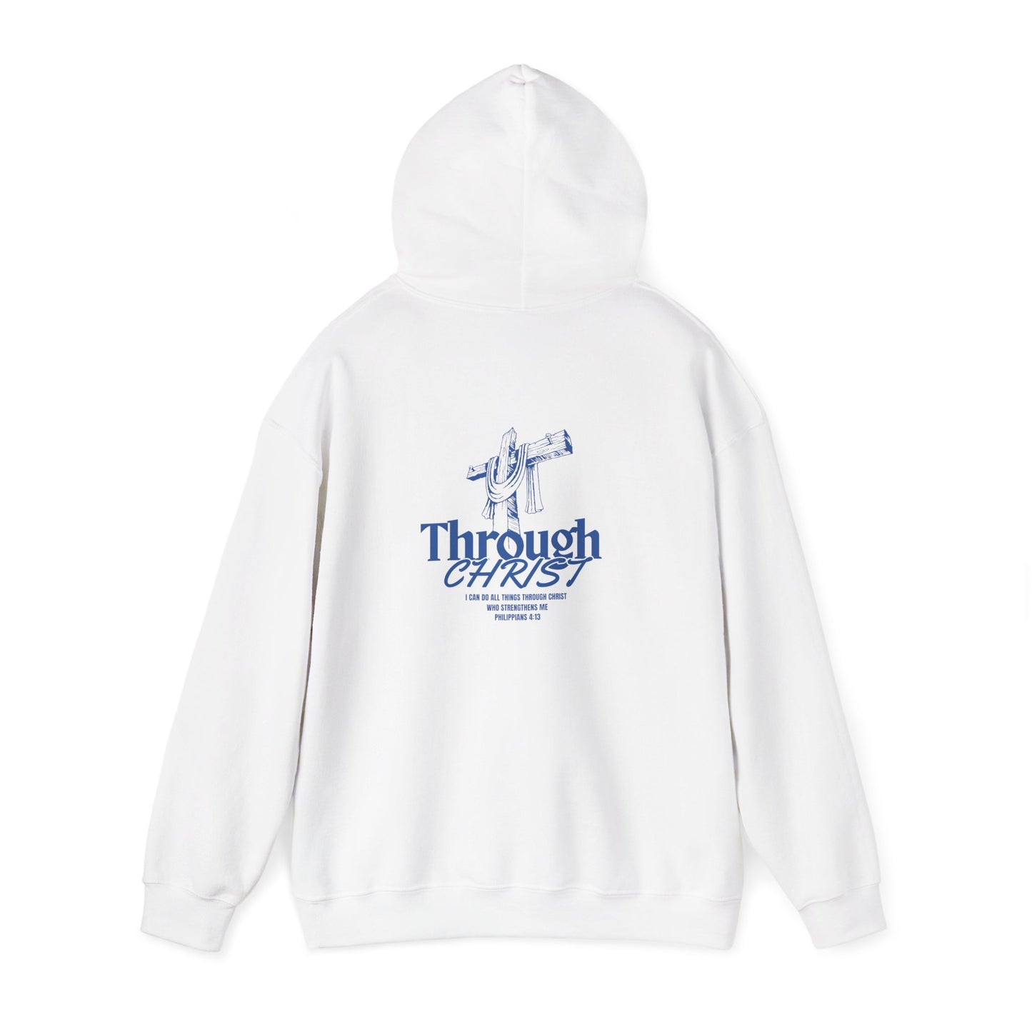 Through Christ Unisex Christian Hoodie | GV Gold Monogram Collection Philippians 4:13 Bible Verse Faith Streetwear Apparel
