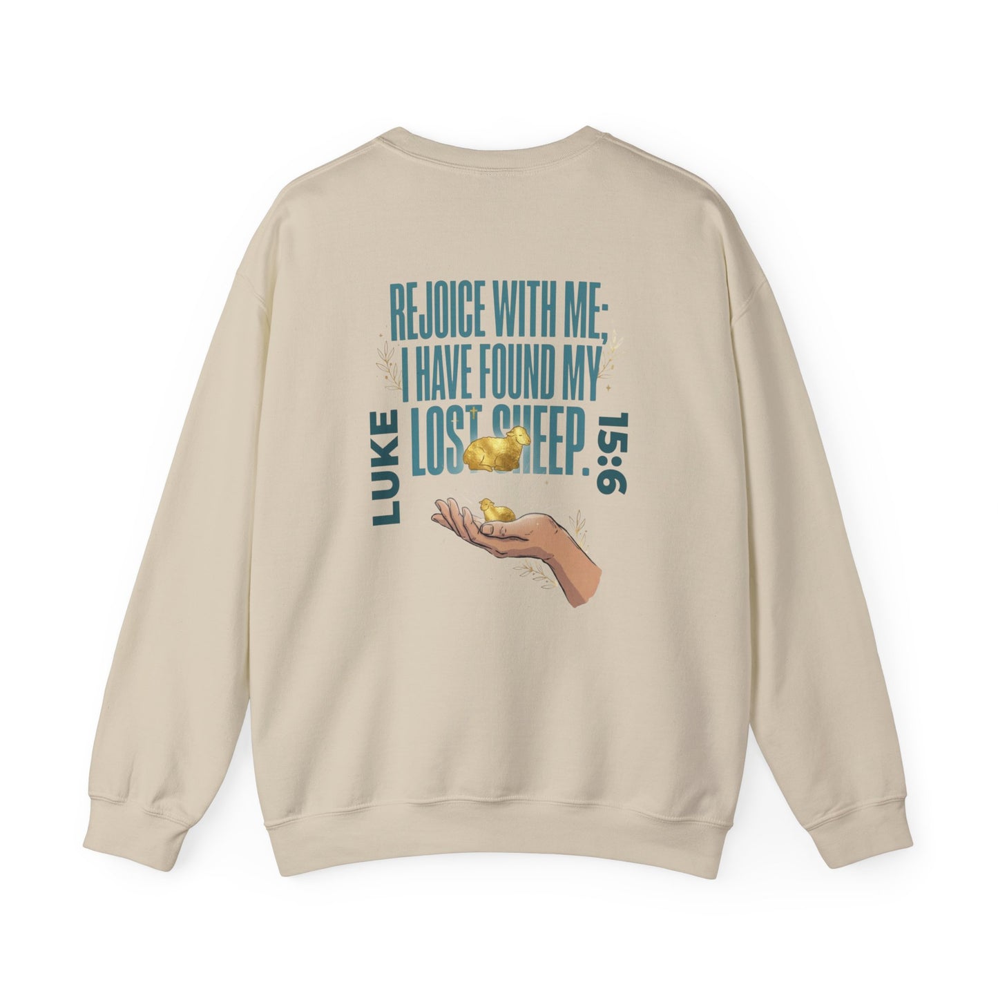Rejoice With Me Lost Sheep Unisex Christian Sweatshirt | GV Gold Monogram Collection Luke 15:6 Bible Verse Faith Streetwear Apparel