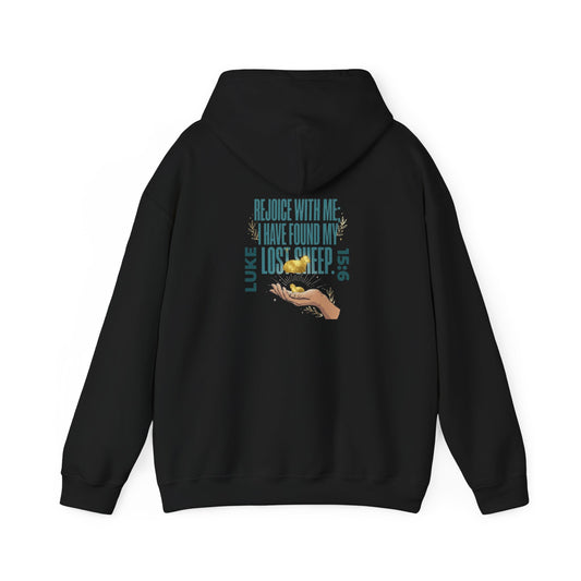 Rejoice With Me Lost Sheep Unisex Christian Hoodie | GV Gold Monogram Collection Luke 15:6 Bible Verse Faith Streetwear Apparel
