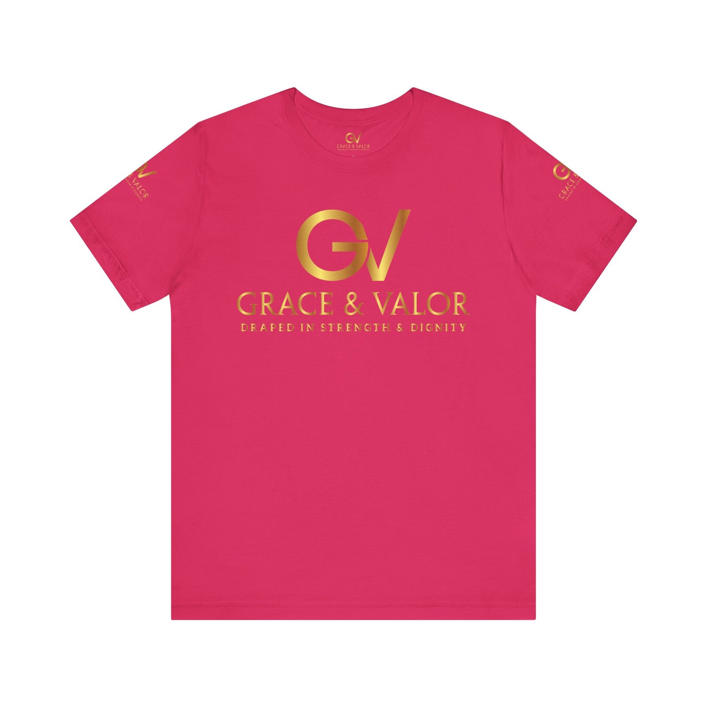 GV All Gold font God Favors - Grace & Valor Unisex Jersey Short Sleeve Tee - Strength & Dignity Apparel