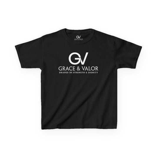 Kids Grace & Valor Tee White font total - God Favors Me Floral Design - Stylish Cotton Shirt
