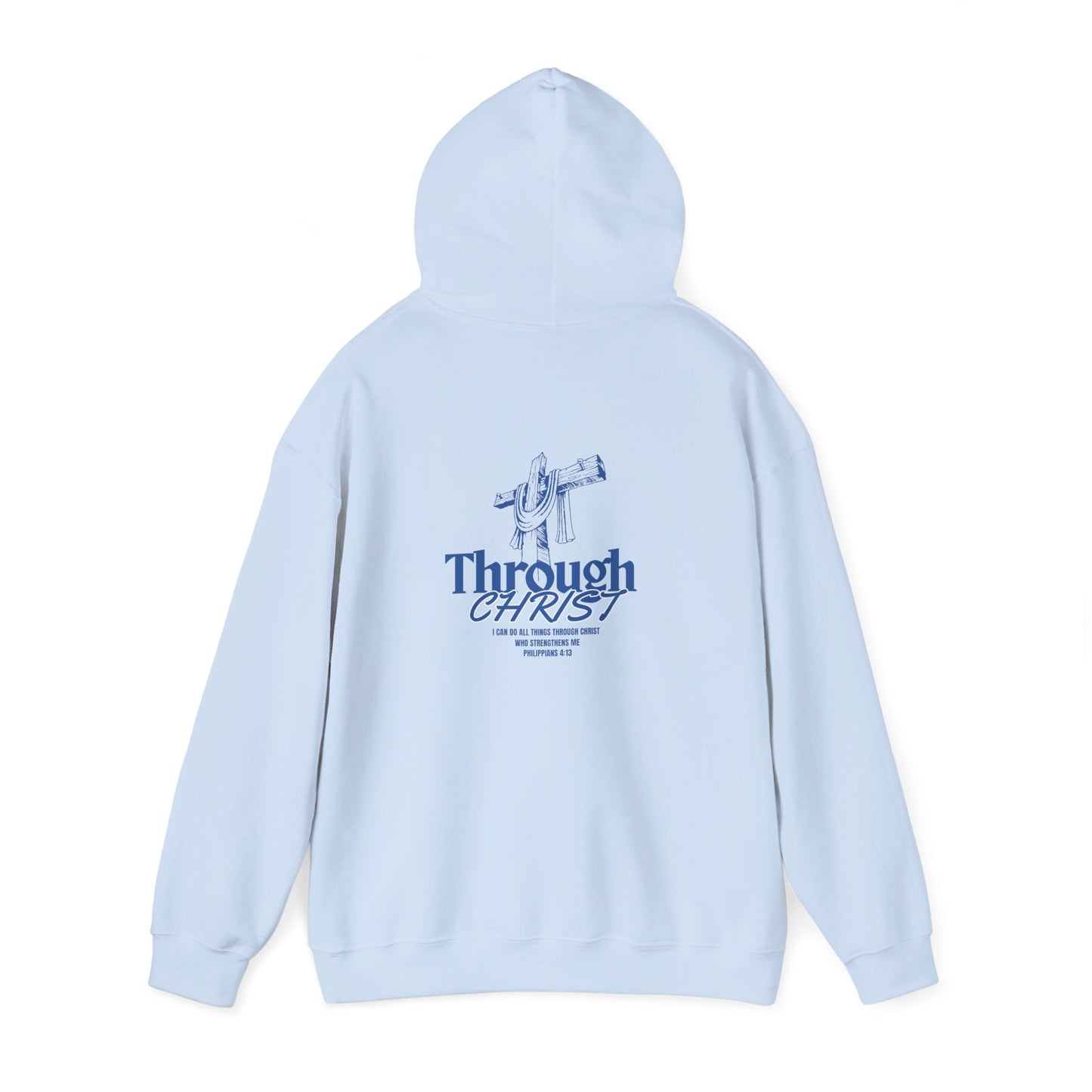 Through Christ Unisex Christian Hoodie | GV Gold Monogram Collection Philippians 4:13 Bible Verse Faith Streetwear Apparel