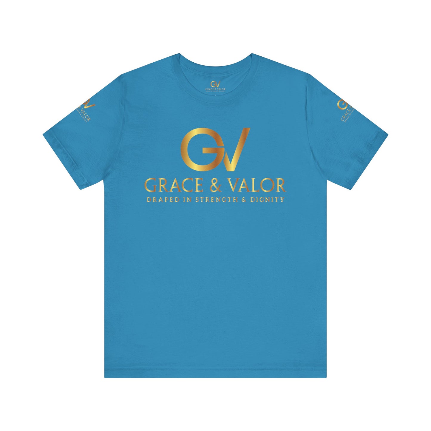 GV All Gold font God Favors - Grace & Valor Unisex Jersey Short Sleeve Tee - Strength & Dignity Apparel