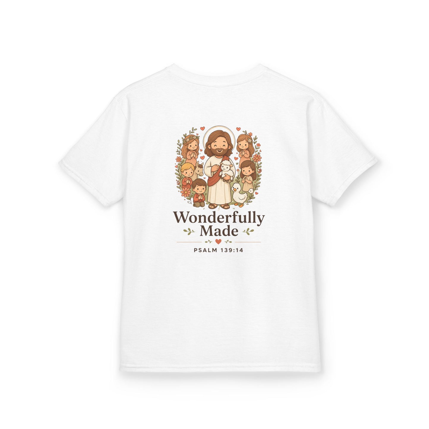 Wonderfully Made Kids Christian T-Shirt | Psalm 139:14 Bible Verse Shirt Grace and Valor Collection Faith-Based Youth Apparel