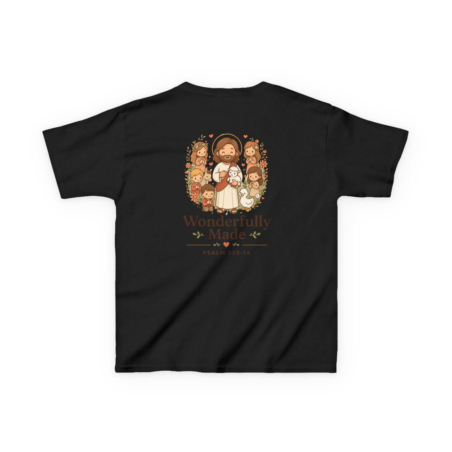 Wonderfully Made Kids Christian T-Shirt | Psalm 139:14 Bible Verse Shirt Grace and Valor Collection Faith-Based Youth Apparel