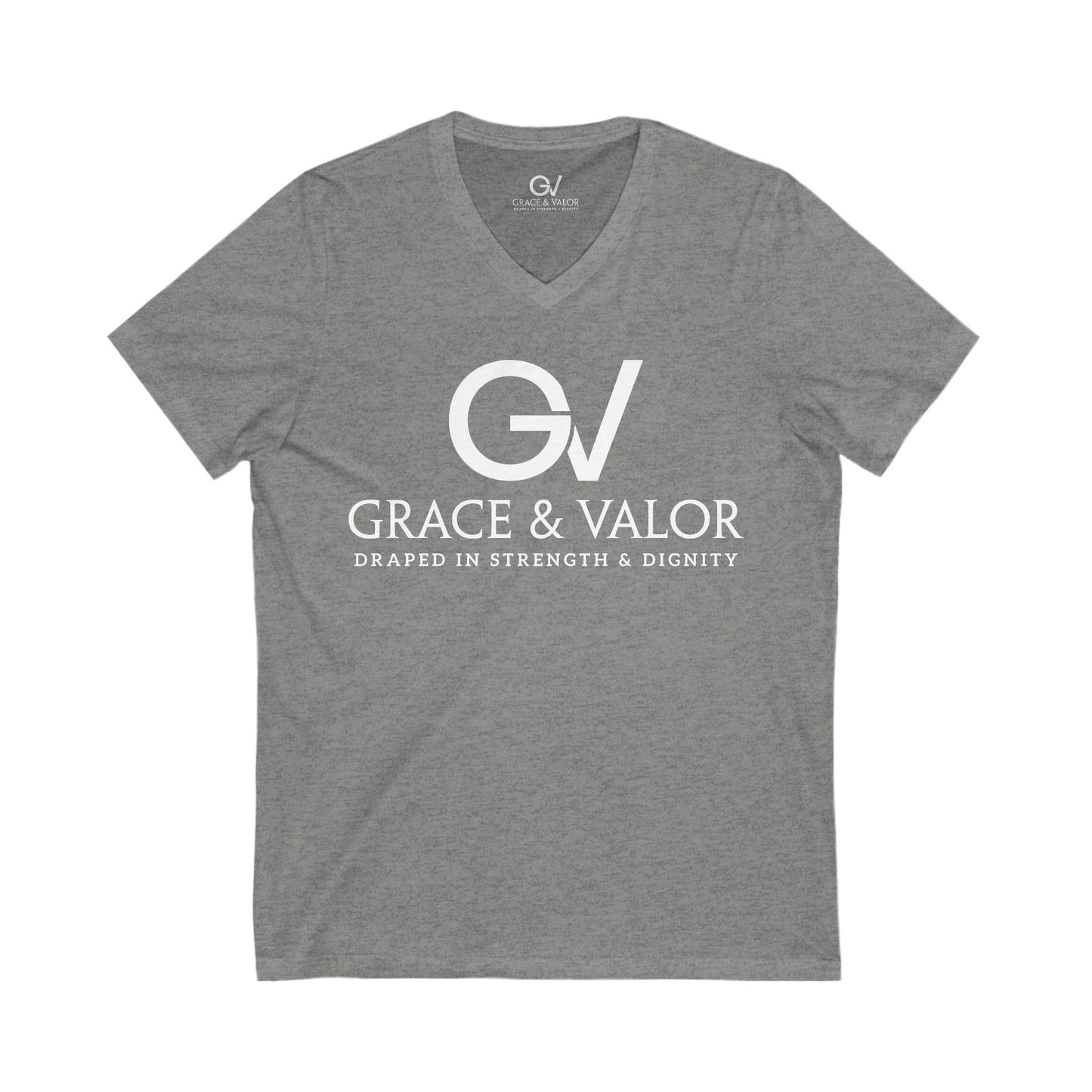 Inspirational Unisex V-Neck Tee - "God Favors Me" White font